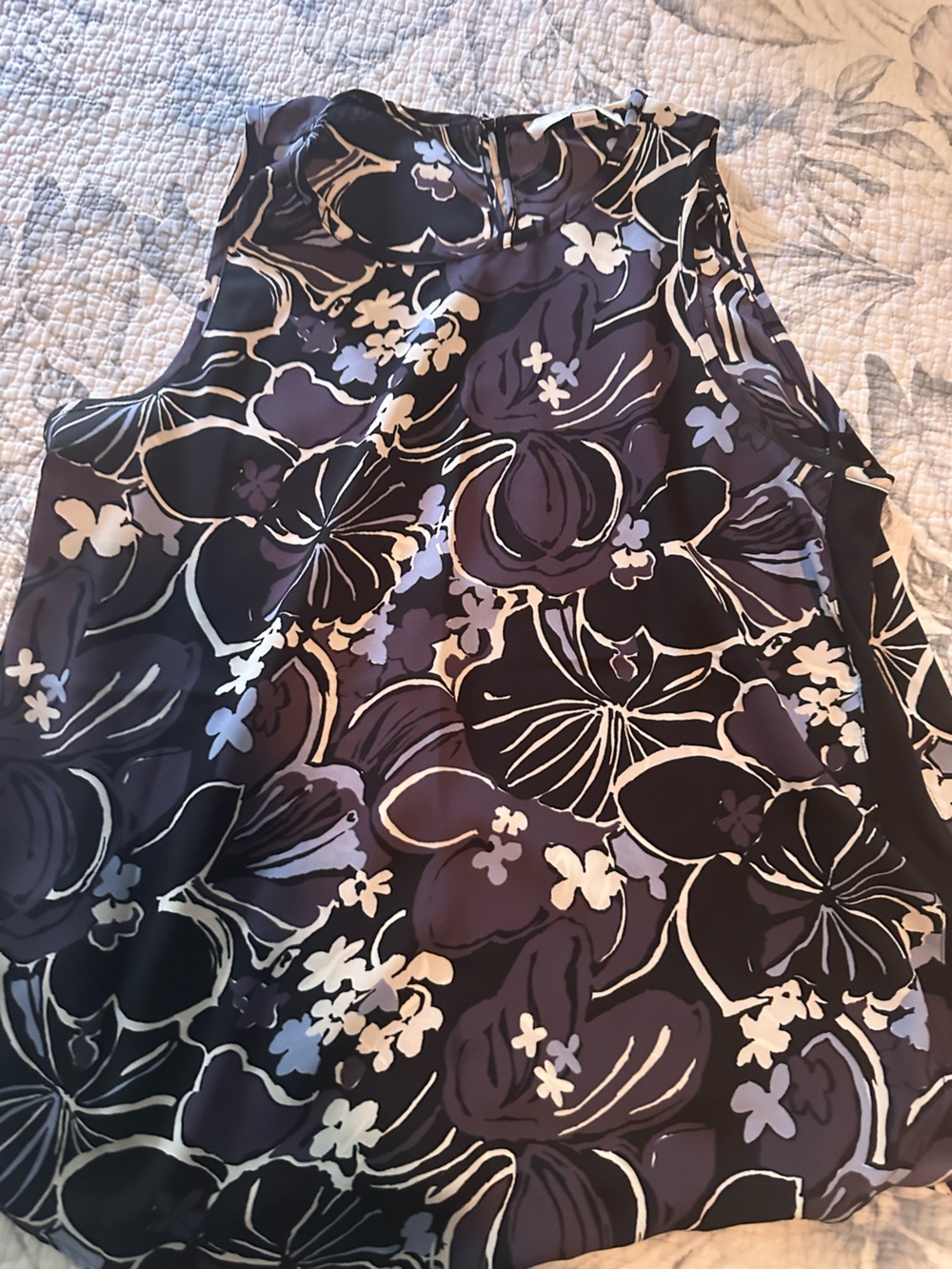 LOFT Purple and White Floral One-Piece Swimsuit